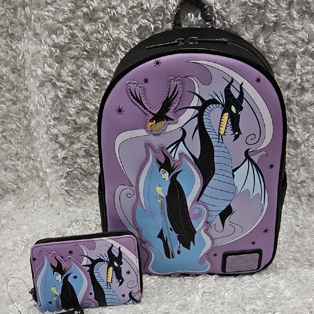 Loungefly Maleficent mini Backpack And Wallet Set